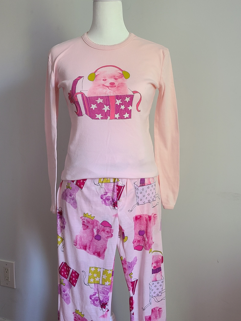 GAP Pink Bear Headphone Pocket Pajama Set Size 14 Girls